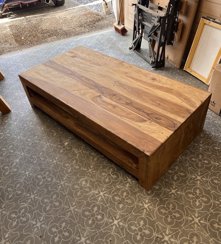 Rustic solid wood coffee table - wood,