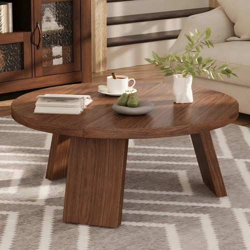 Wooden round coffee table - wooden,