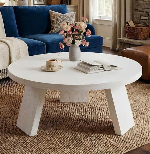 Wooden round coffee table - coffee,