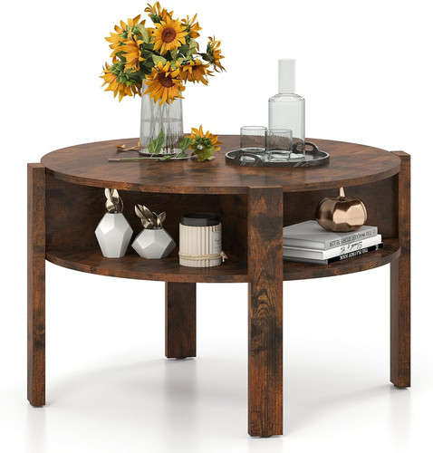 Round coffee table - coffee, rustic