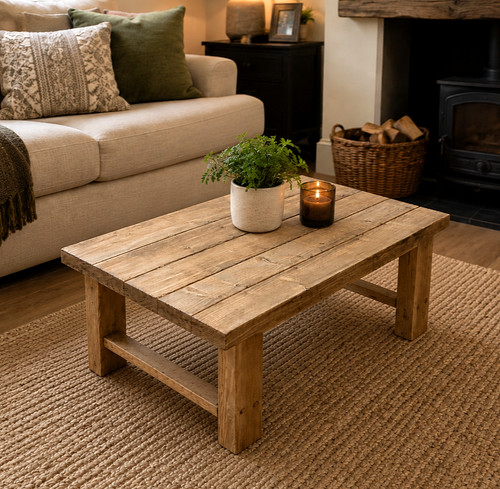 Chunky solid wood coffee table - wood,