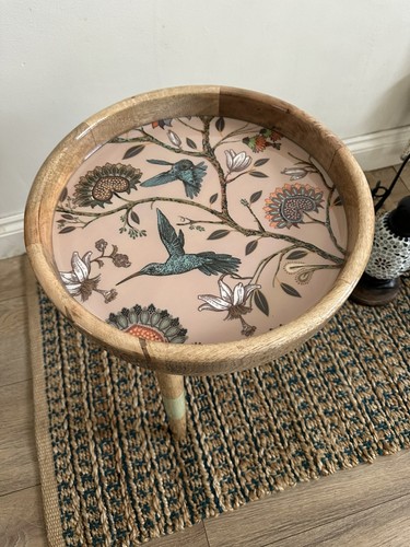 Round mango wood - side, coffee