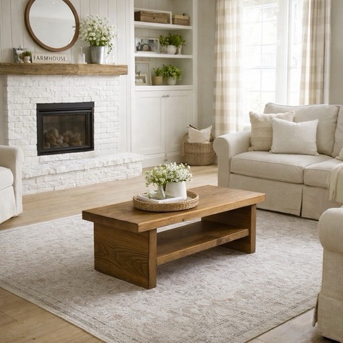 Solid wood coffee table - table, living