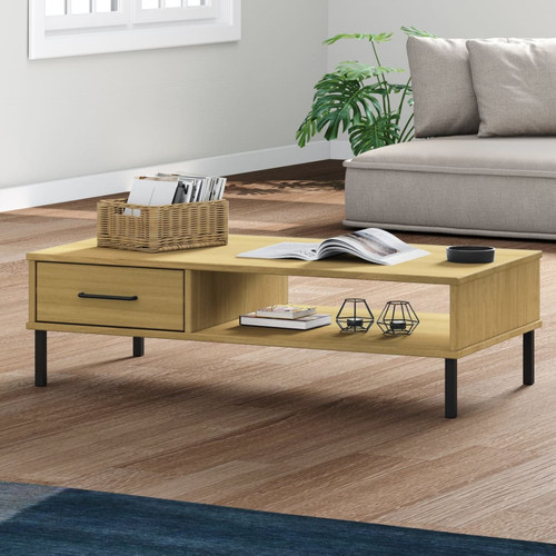 Coffee table brown solid pine - brown,