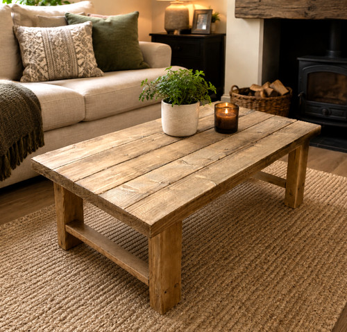 Chunky solid wood coffee table - solid,