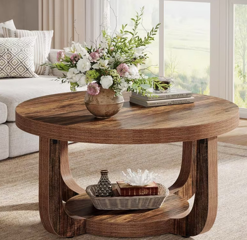Round coffee table tier - round, 2-tier