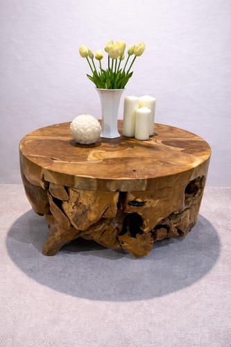 Solid teak root coffee - teak, table